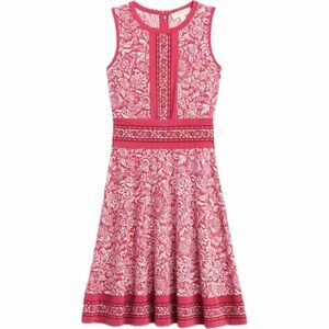 MICHAEL Michael Kors Perette Red Paisley Knit Dress Sleeveless Size M